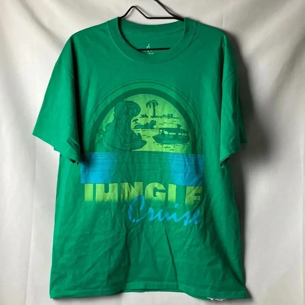 DISNEYLAND WALT DISNEY WORLD SIZE LARGE GREEN JUNGLE CRUISE‎ DESIGN CLEAN…